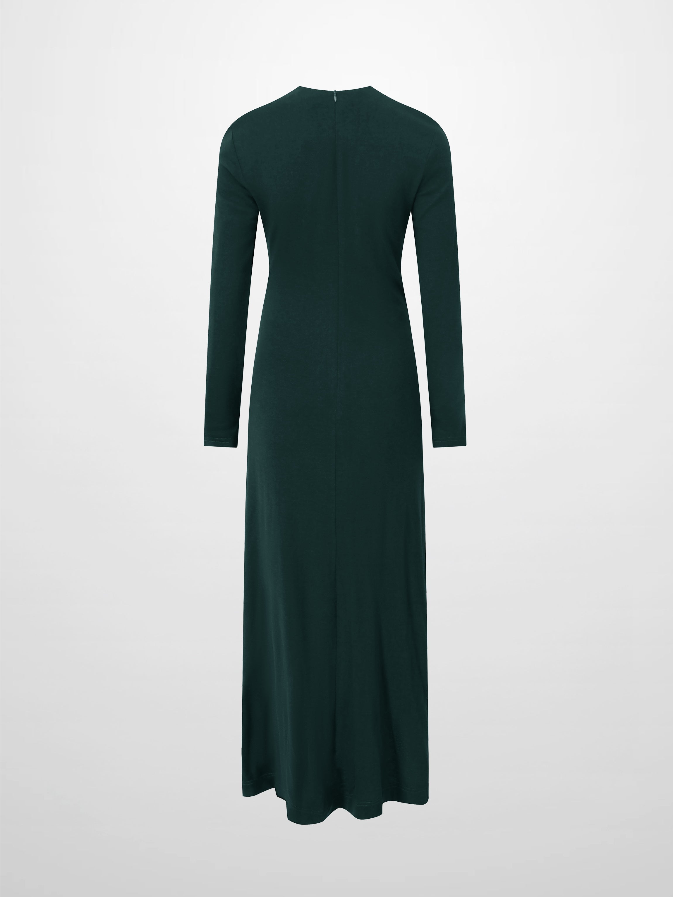 Side Shirred Button Down Knit Dress-Hunter Green