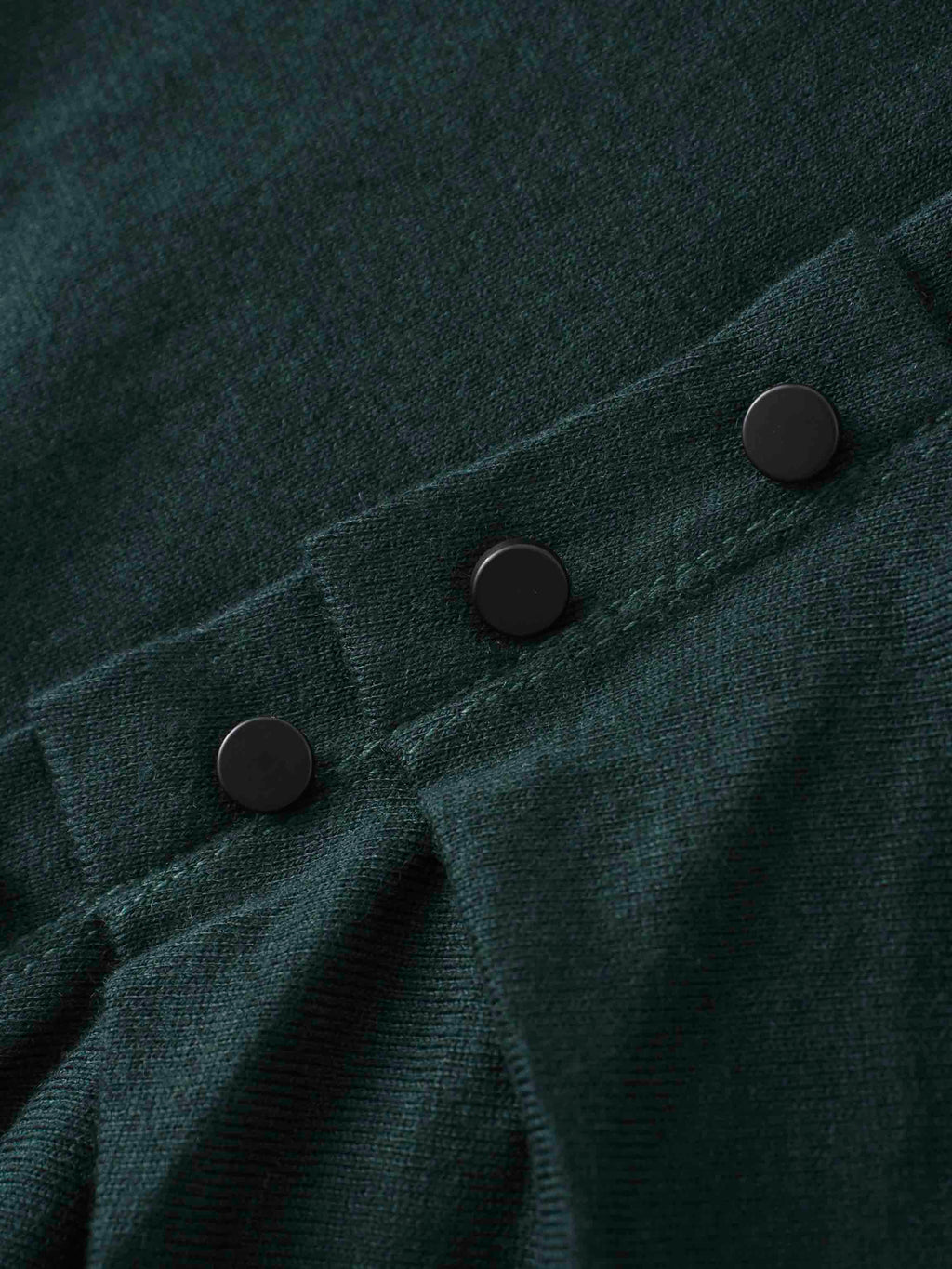 Side Shirred Button Down Knit Dress-Hunter Green