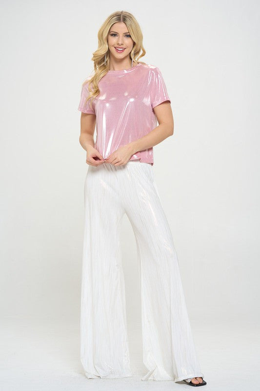Metallic Short Sleeve Top